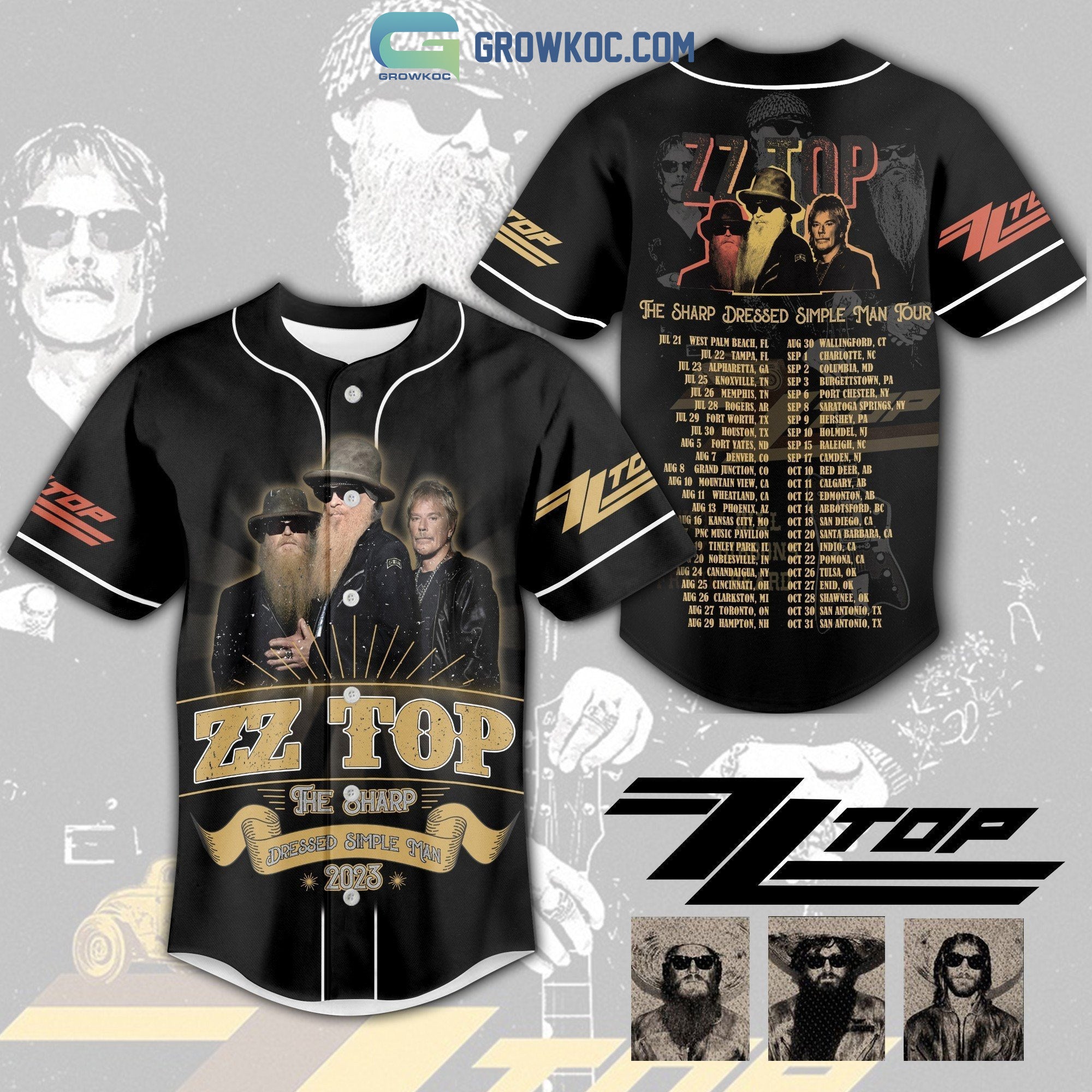 ZZ Top The Sharp Dressed Simple Man Tour 2023 Personalized Baseball Jersey