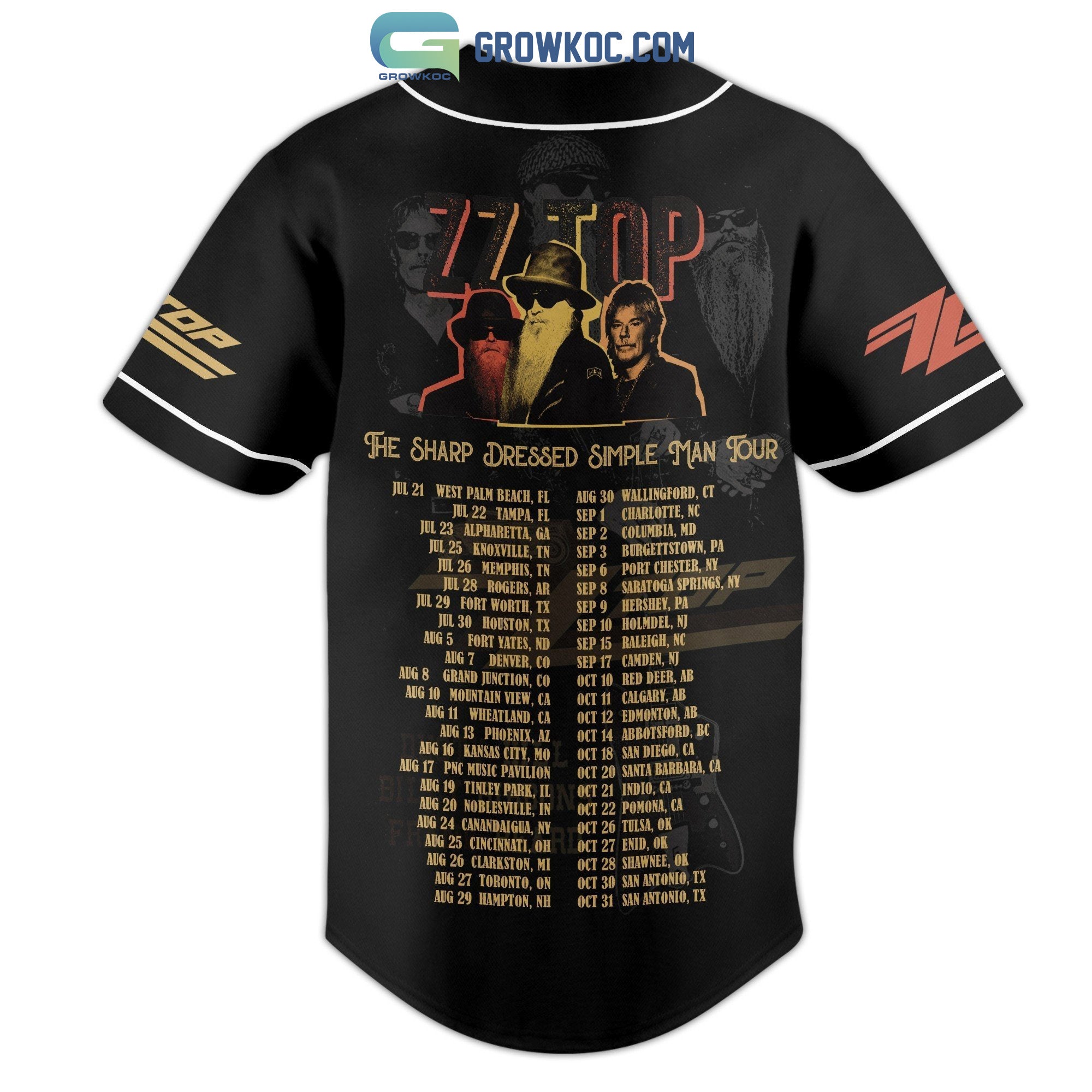 ZZ Top The Sharp Dressed Simple Man Tour 2023 Personalized Baseball Jersey