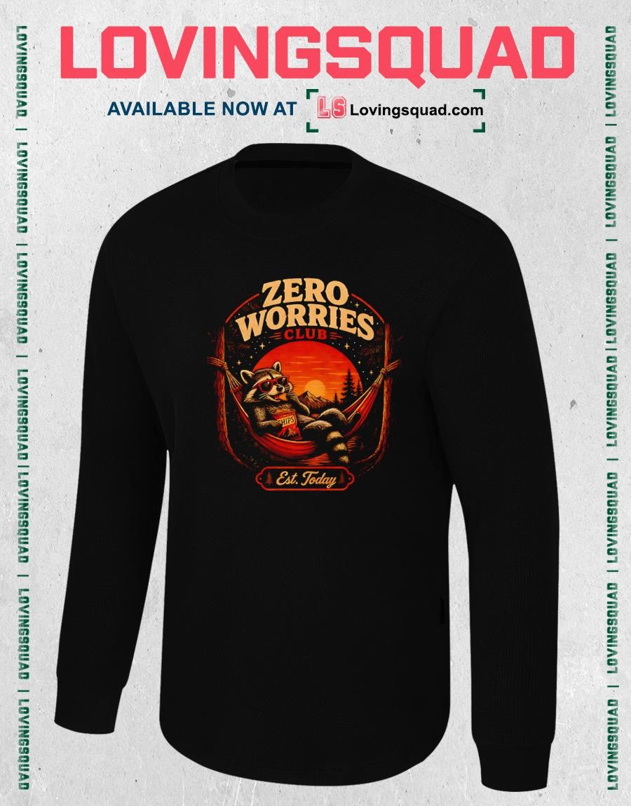 Zero Worries Club Raccoon Funny Chill No Stress T-shirt