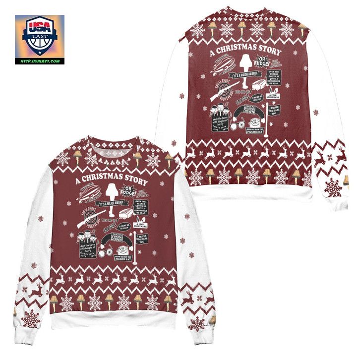 A Christmas Story Zeppelin Leg Lamp Pink Nightmare Ugly Christmas Sweater