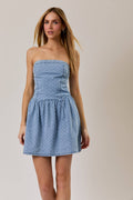 Drop Waist Back Smocked Fit & Flare Mini Dress