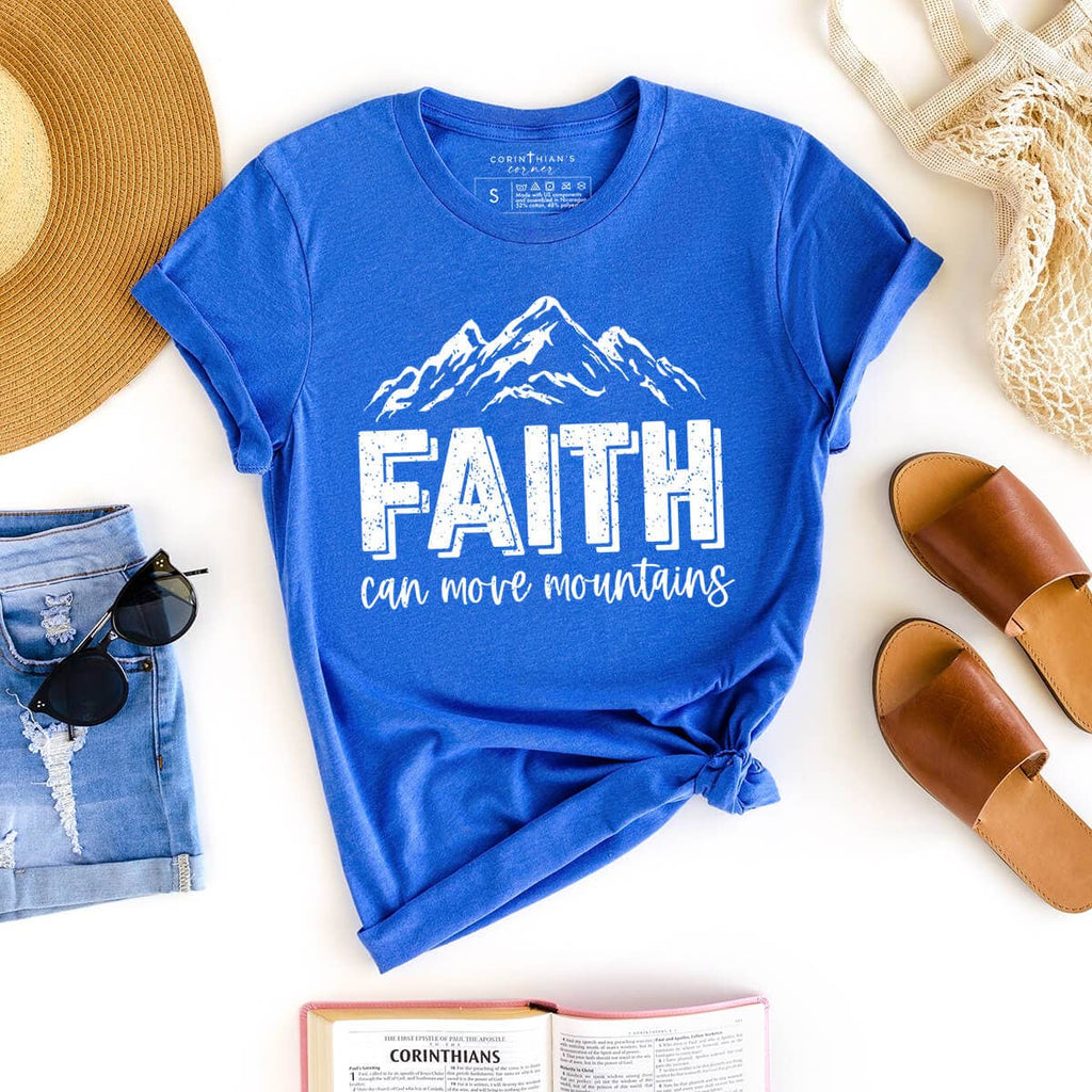 Faith Can Move Mountains Christian Graphic Tee Shirt