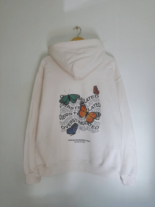 "Overstimulated" Cream Hoodie 🦋