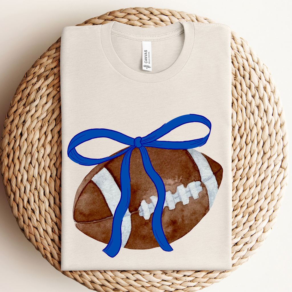 Royal Blue Bow Football Graphic Tee