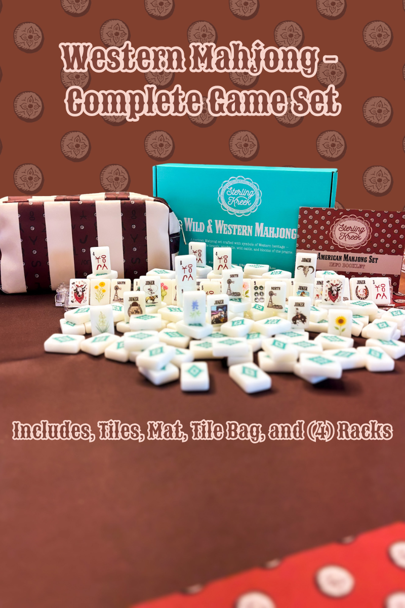 Wild West Mahjong Set, Includes Tiles, Racks (4), Tile Bag, and Mat