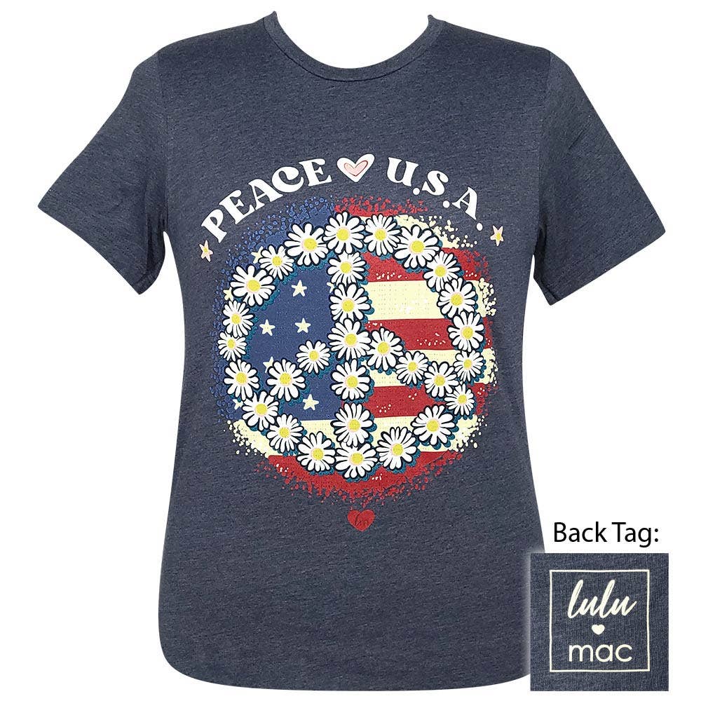 Lulu Mac - Peace USA - Heather Navy Ss - LM74