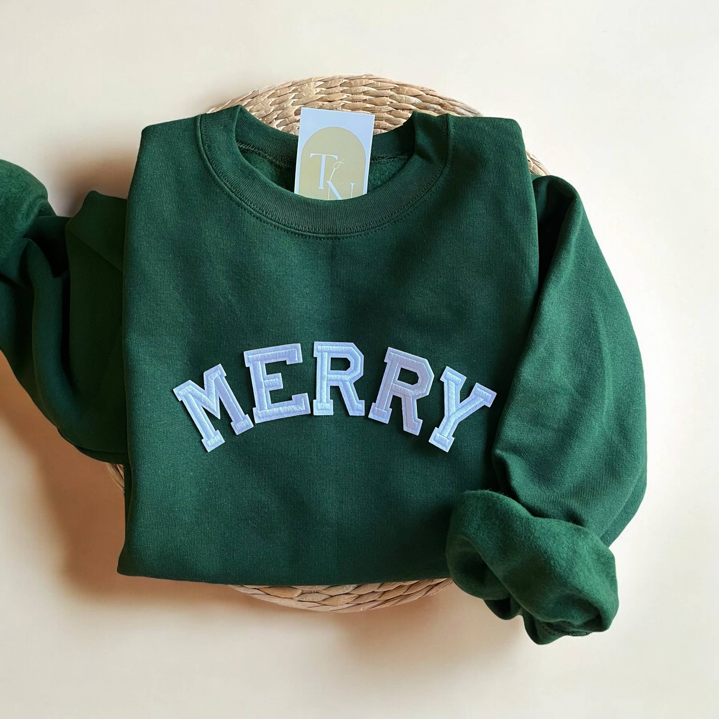 Merry Sweatshirt, Festive Holiday Crewneck Sweatshirt