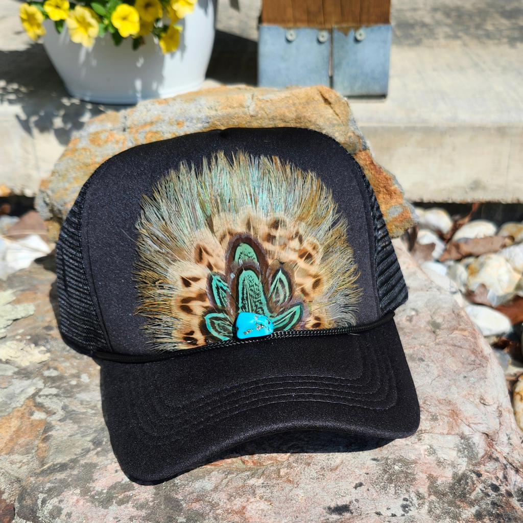 Western Feather Trucker Hat Retro Feather Trucker Hat