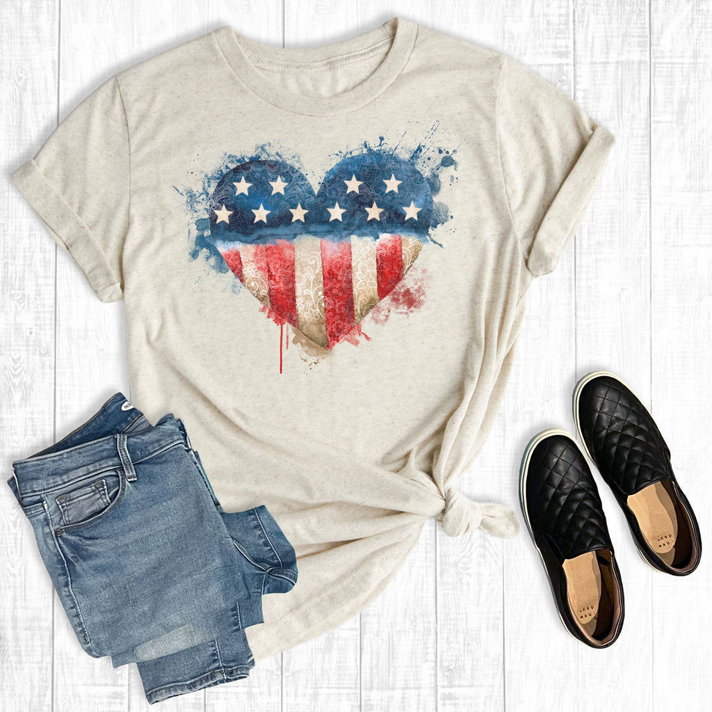 Watercolor USA Heart