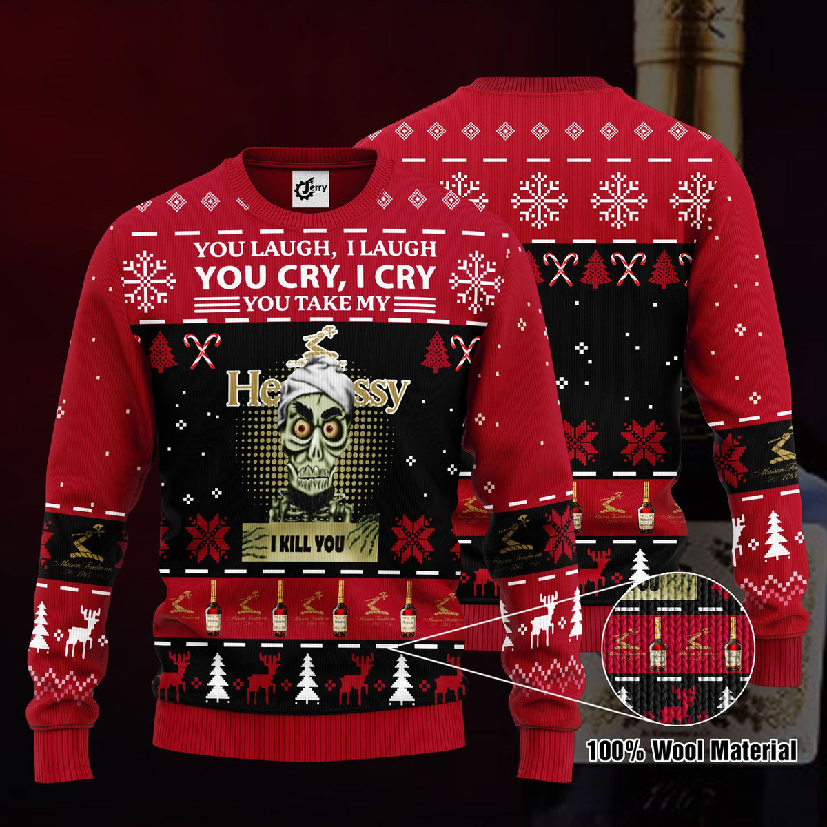 Achmed You Laugh I Laugh You Cry I Cry You Take My Hennessy I Kill You Ugly Christmas Sweater, Hoodie, Zip Hoodie, Bomber Jacket