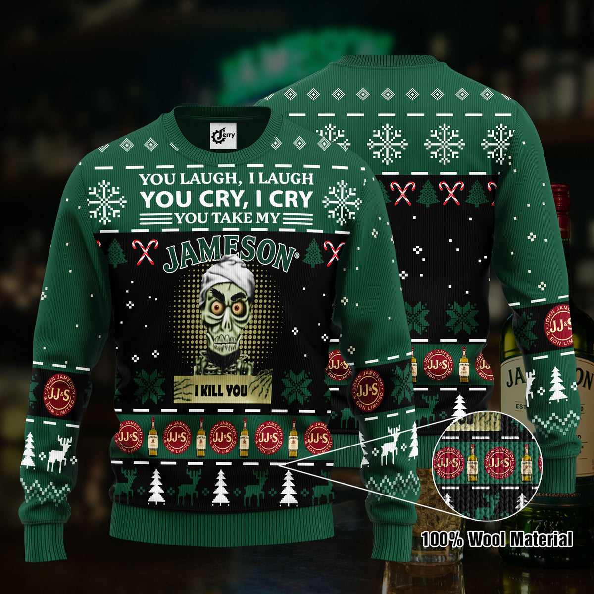 Achmed You Laugh I Laugh You Cry I Cry You Take My Jameson I Kill You Ugly Christmas Sweater, Hoodie, Zip Hoodie, Bomber Jacket