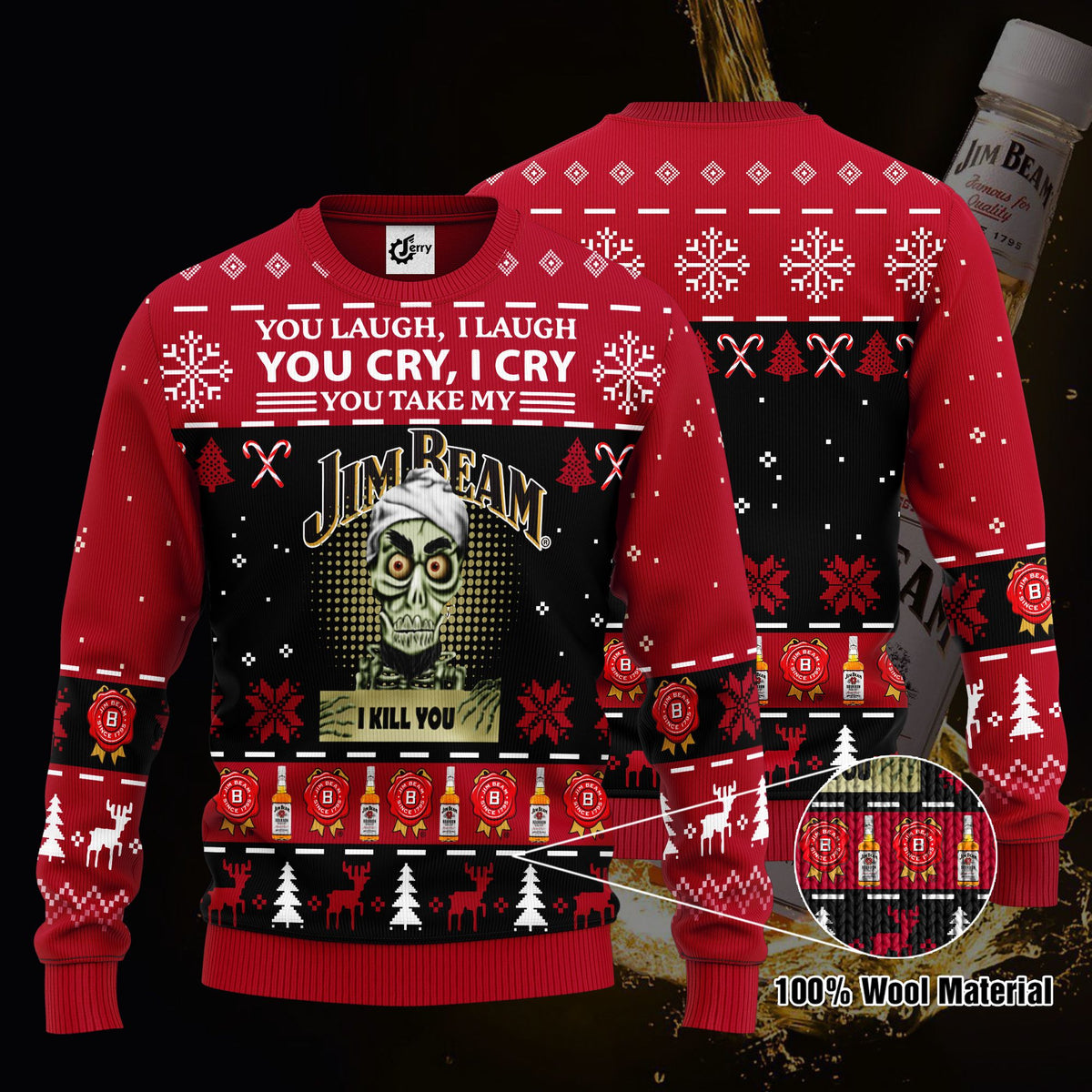 Achmed You Laugh I Laugh You Cry I Cry You Take My Jim Beam I Kill You Ugly Christmas Sweater, Hoodie, Zip Hoodie, Bomber Jacket