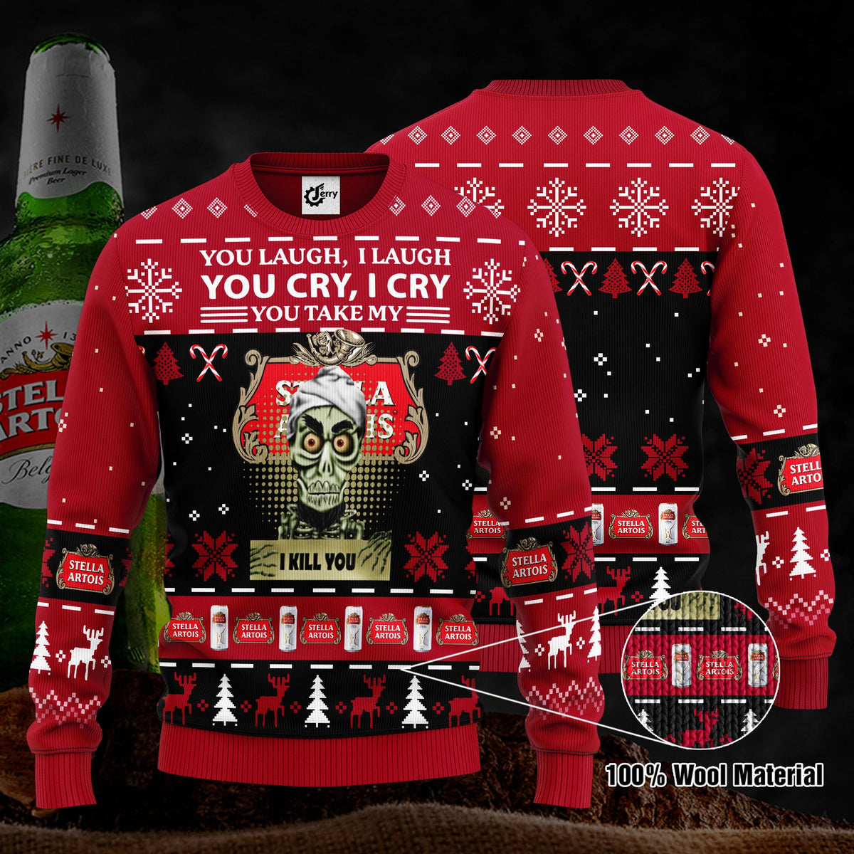 Achmed You Laugh I Laugh You Cry I Cry You Take My Stella Artois I Kill You Ugly Christmas Sweater, Hoodie, Zip Hoodie, Bomber Jacket