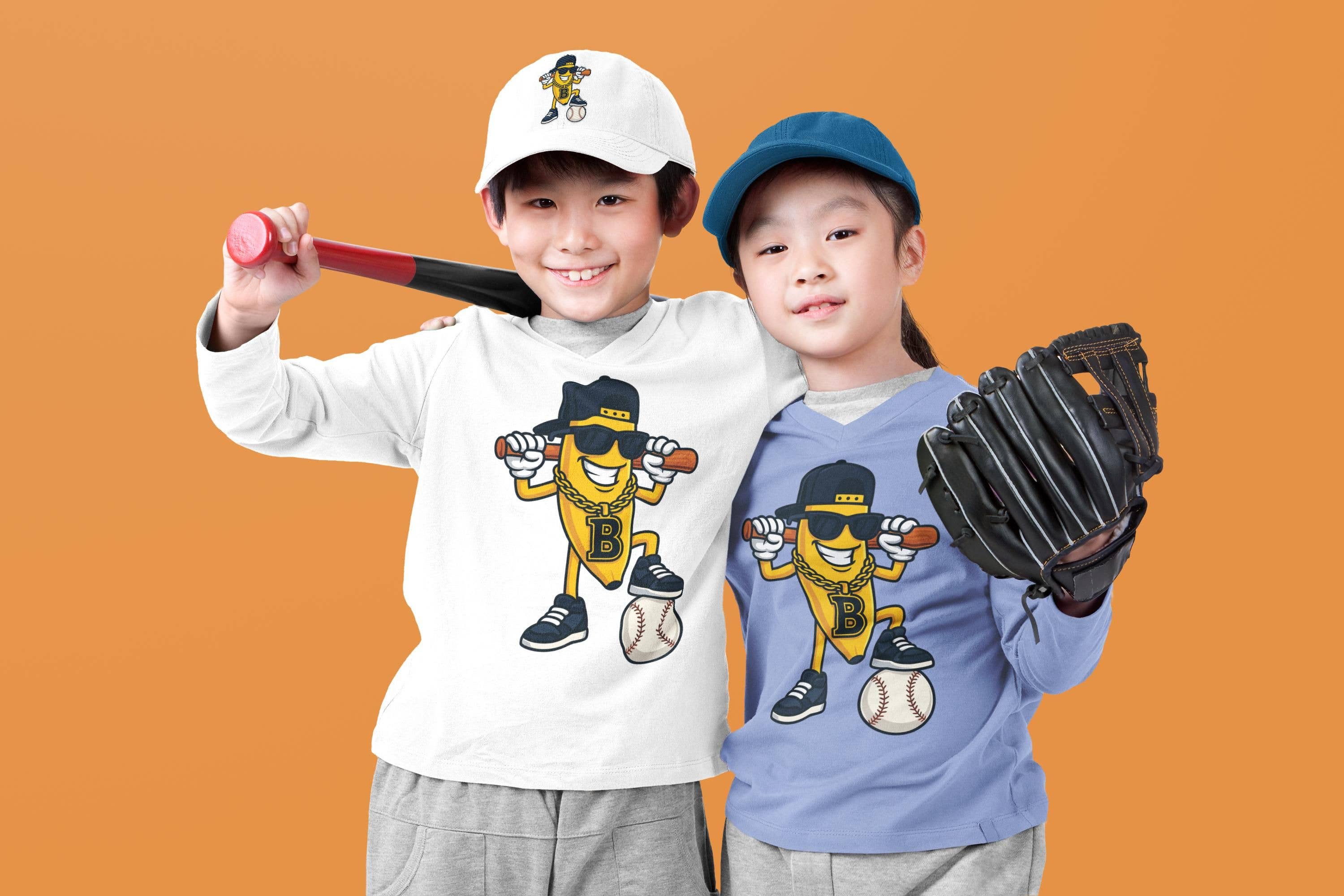 Gangsta Banana Baseball Funny Clipart For Kids Shirts