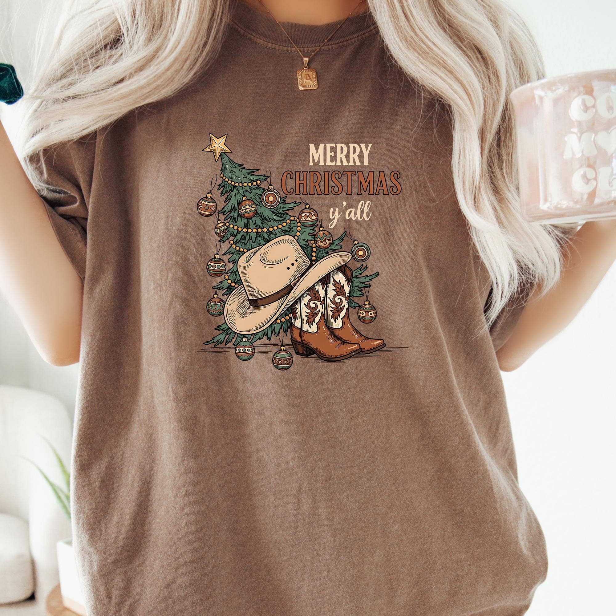 Retro Western Christmas Cowboy Cowgirl Holiday Tee