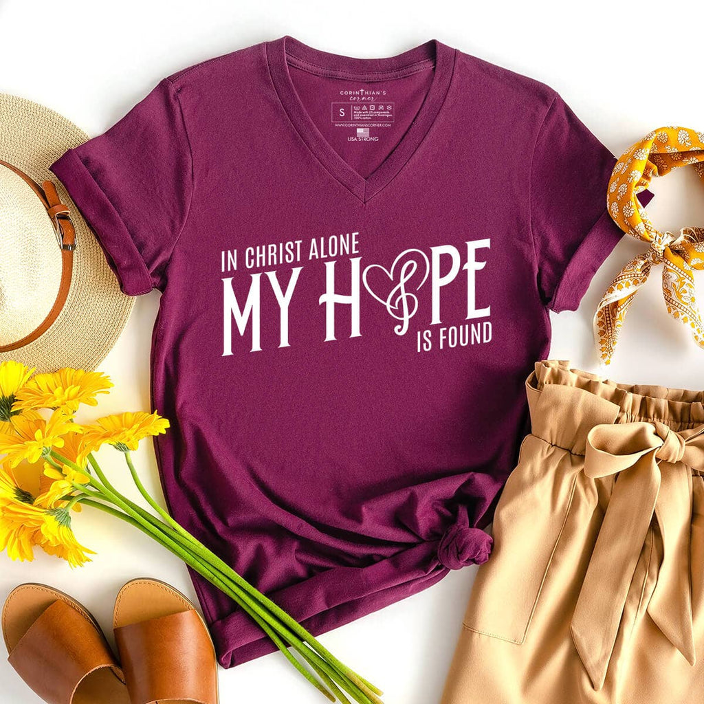 In Christ Alone My Hope Is Found Christian V-Neck