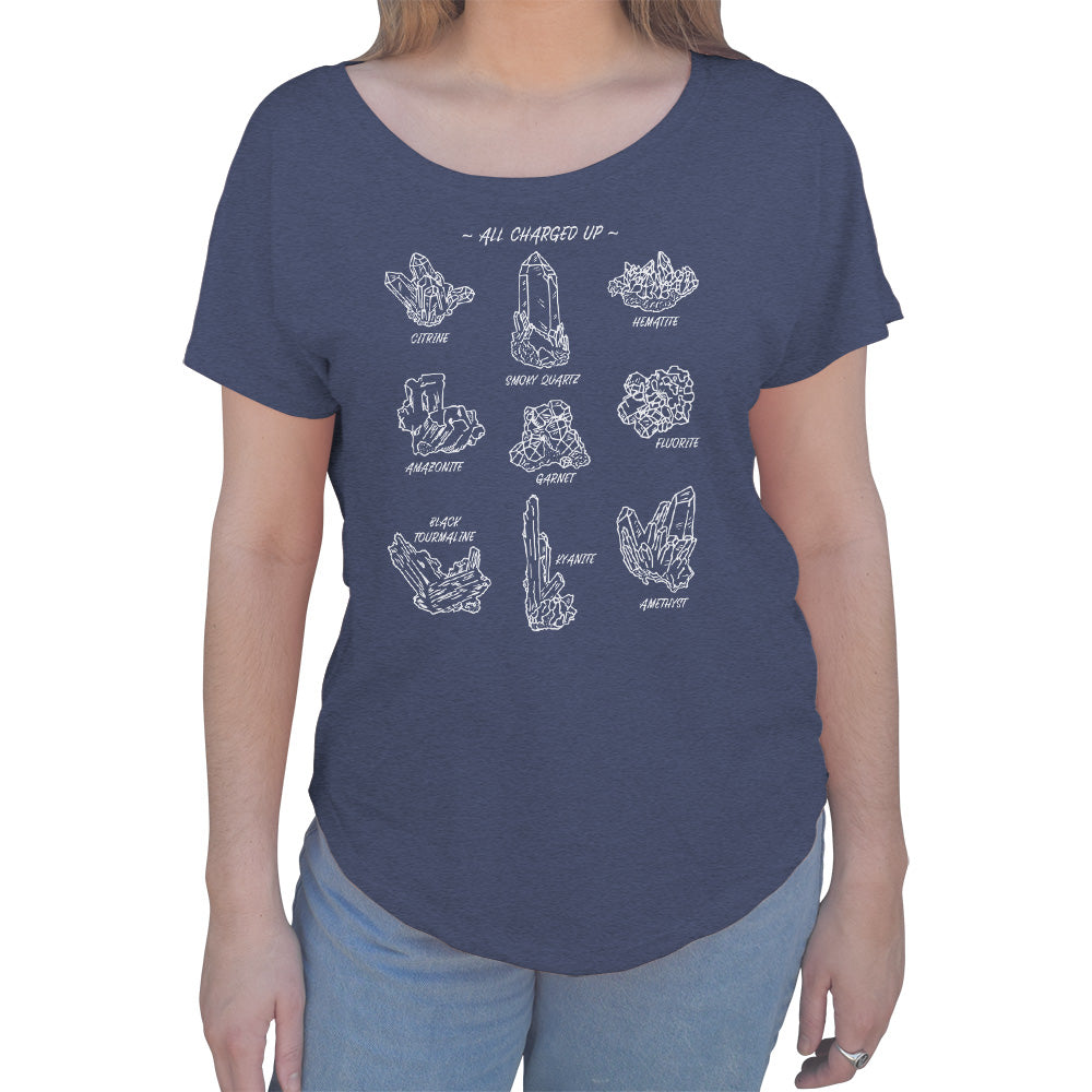 Women's All Charged Up Crystal Chart Scoop Neck T-Shirt