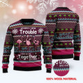 Apparently We’re Trouble When We Are Together Who Knew Flamingo Ugly Christmas Sweater