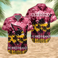 Arizona Cardinals Palm Trees Sunset Hawaiian Shirt
