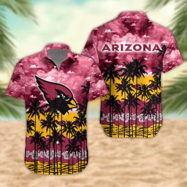 Arizona Cardinals Palm Trees Sunset Hawaiian Shirt