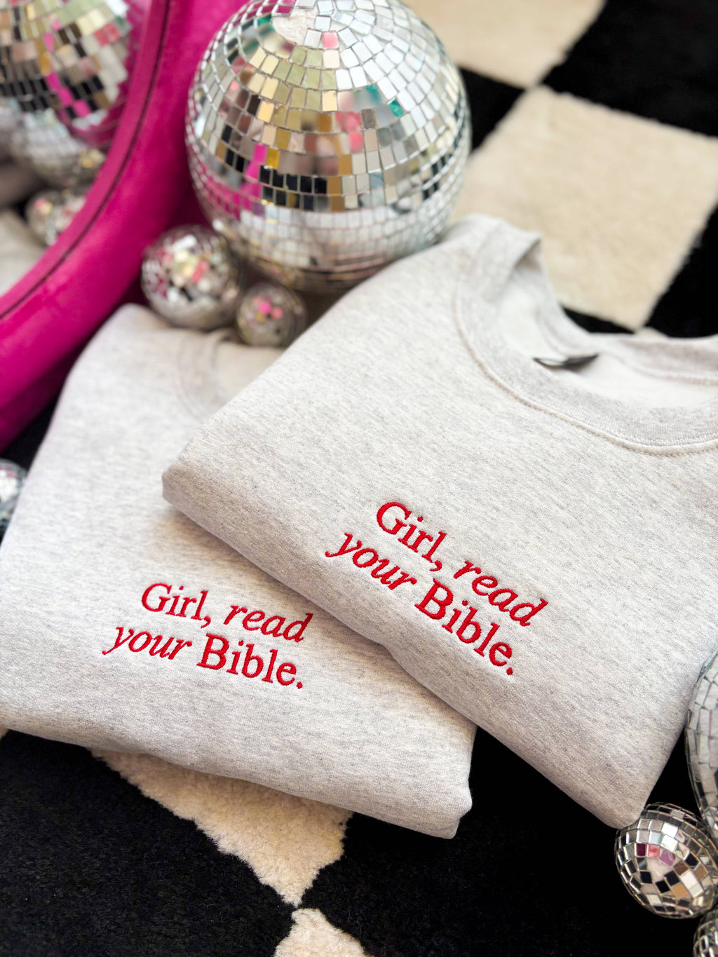 Girl Read Your Bible Embroidered Crewneck Sweatshirt | Faith