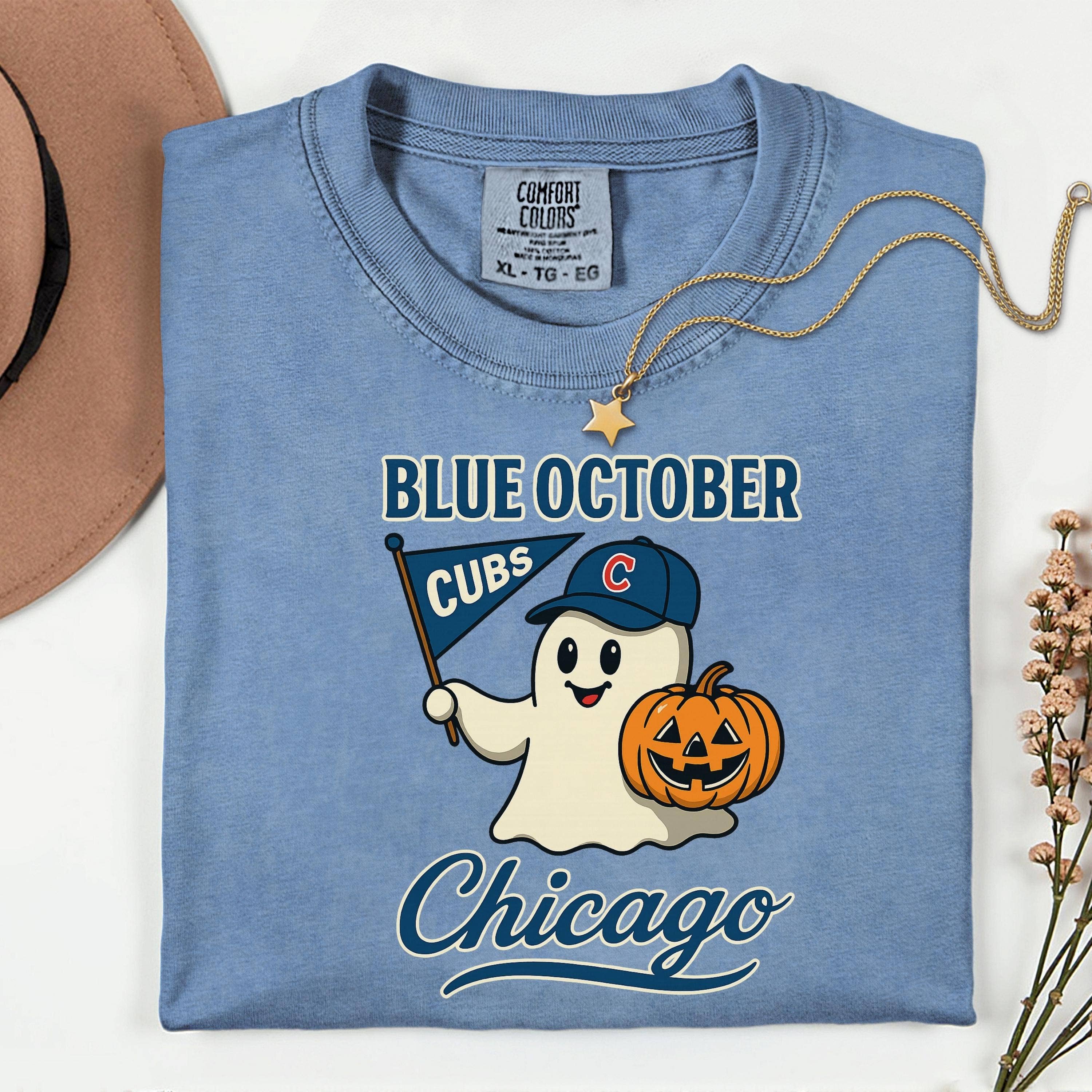 Chicago Cubs Halloween Ghost Baseball Tee