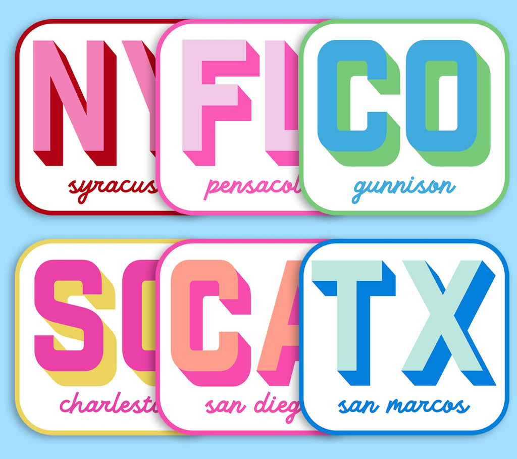Custom City Initial Sticker Retro Travel Souvenir Sticker