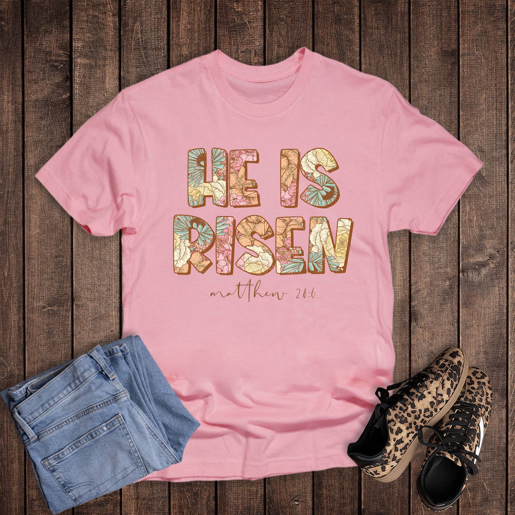 Easter Boho He Is Risen Matthew 28:6 Graphic Tee