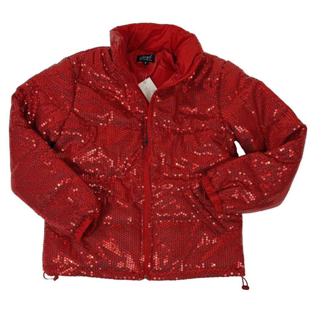 SQ-1999 Red Sequin Zip Up Jacket