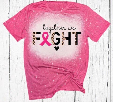 Together We Fight Breast Cancer Bleached T-Shirt - Pink Octo