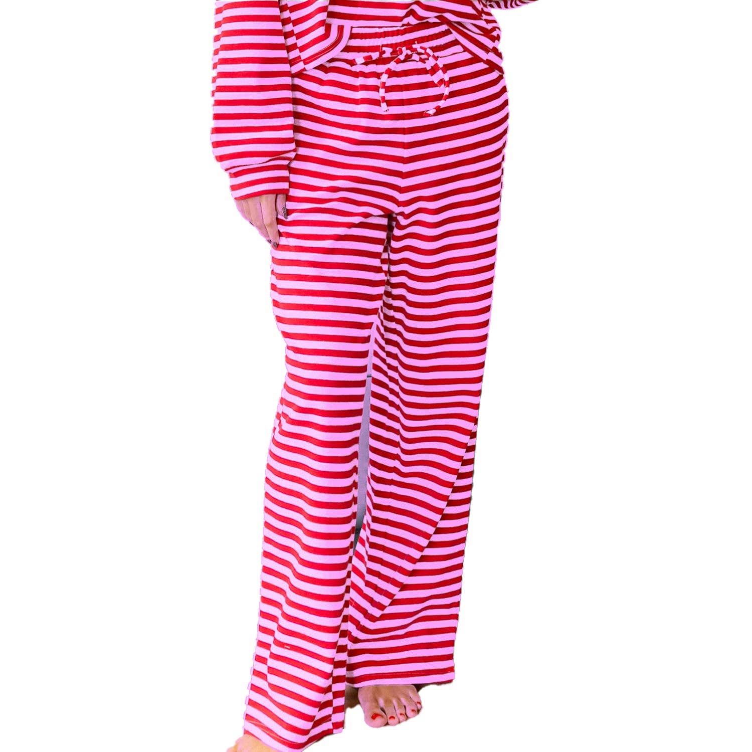 Lm-Stripe Pant-Red/Pink
