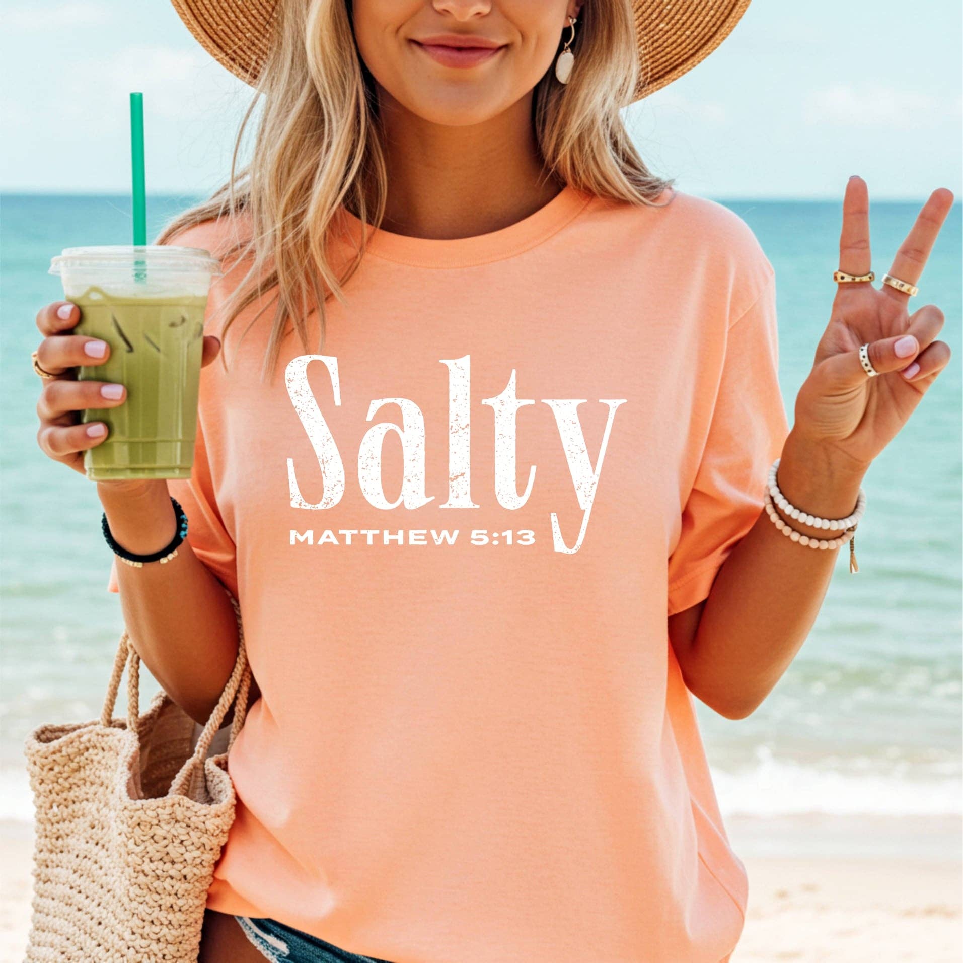 Salty Peach Bella Christian Summer Vacation Graphic Tee