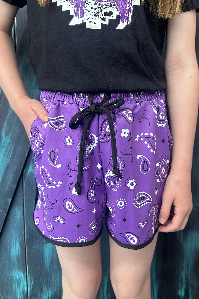 Bandana Babe Purple Shorts Kids