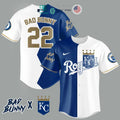 BEST Bad Bunny and Kansas City Royals Baseball Jersey