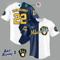 BEST Bad Bunny and Milwaukee Brewers Baseball Jersey