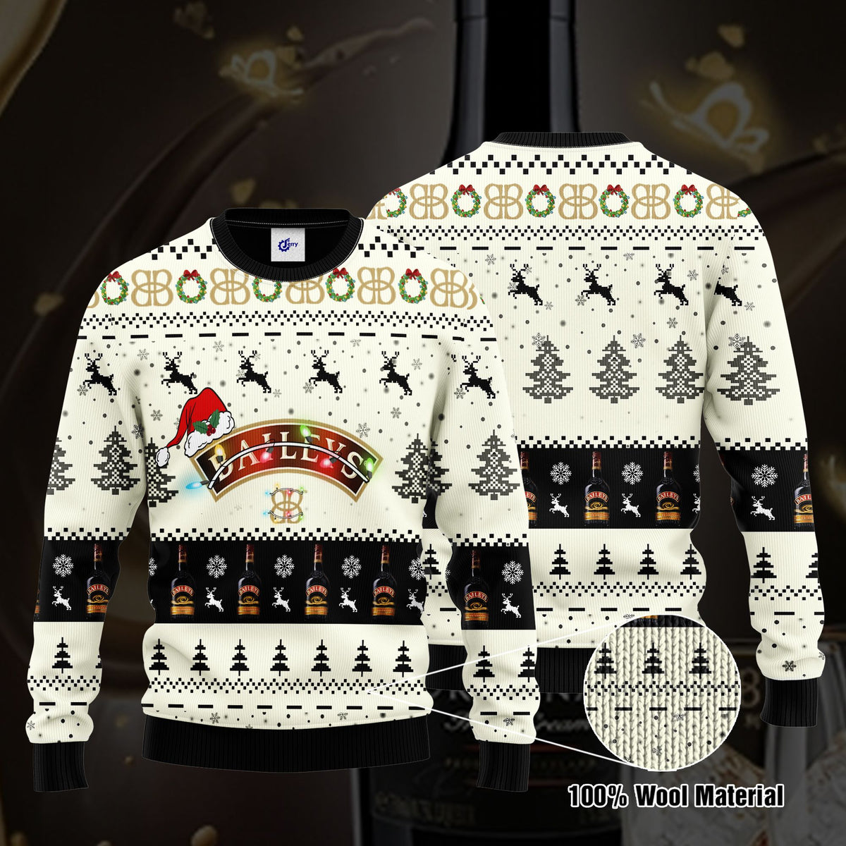 Baileys Santa Hat Christmas Ugly Christmas Sweater, Hoodie, Zip Hoodie, Bomber Jacket