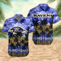 Baltimore Ravens Palm Trees Sunset Hawaiian Shirt