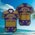 Baltimore Ravens Short Sleeve Hawaiian Shirt Tropical Button Up