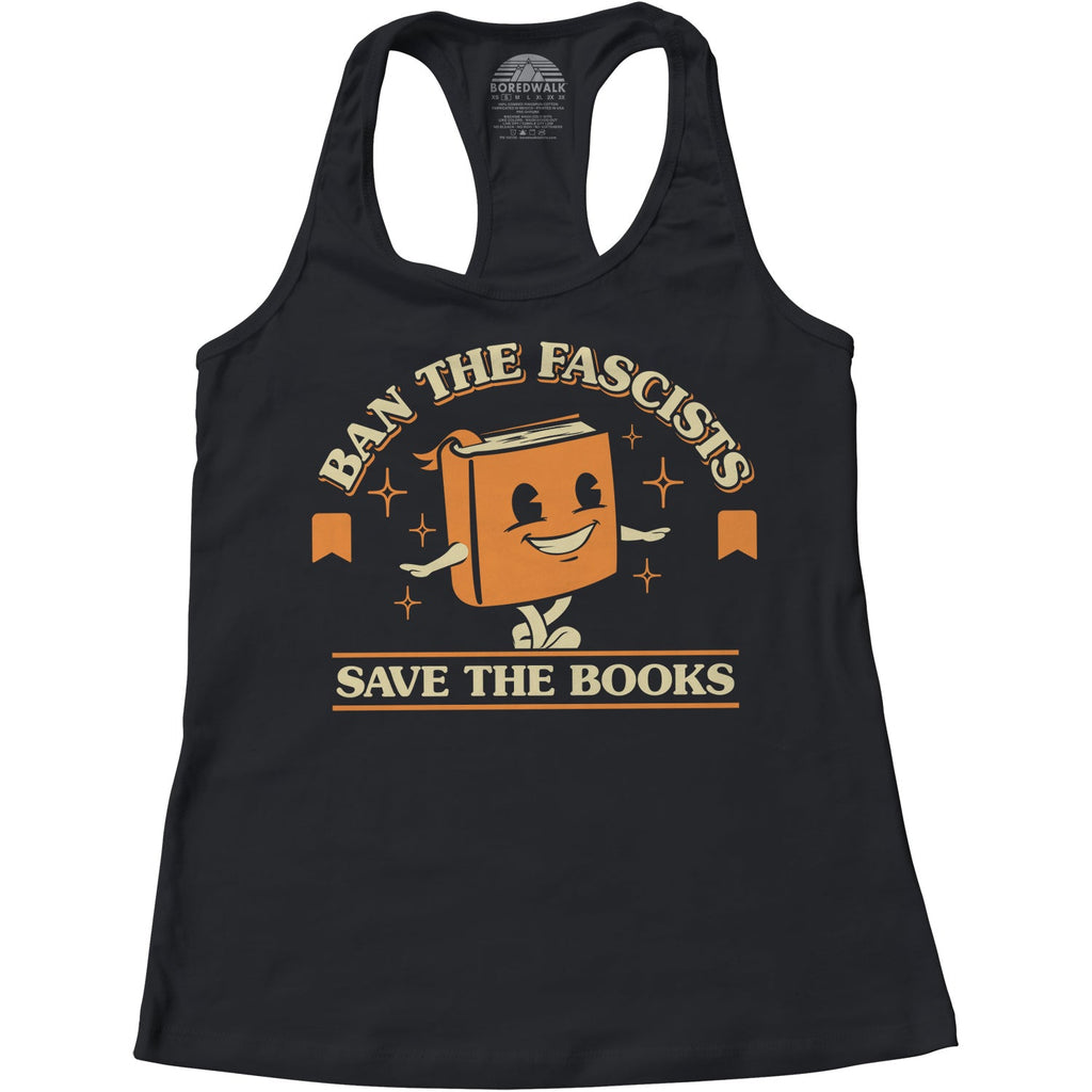 Women's Ban The Fascists Save The Books Racerback Tank Top