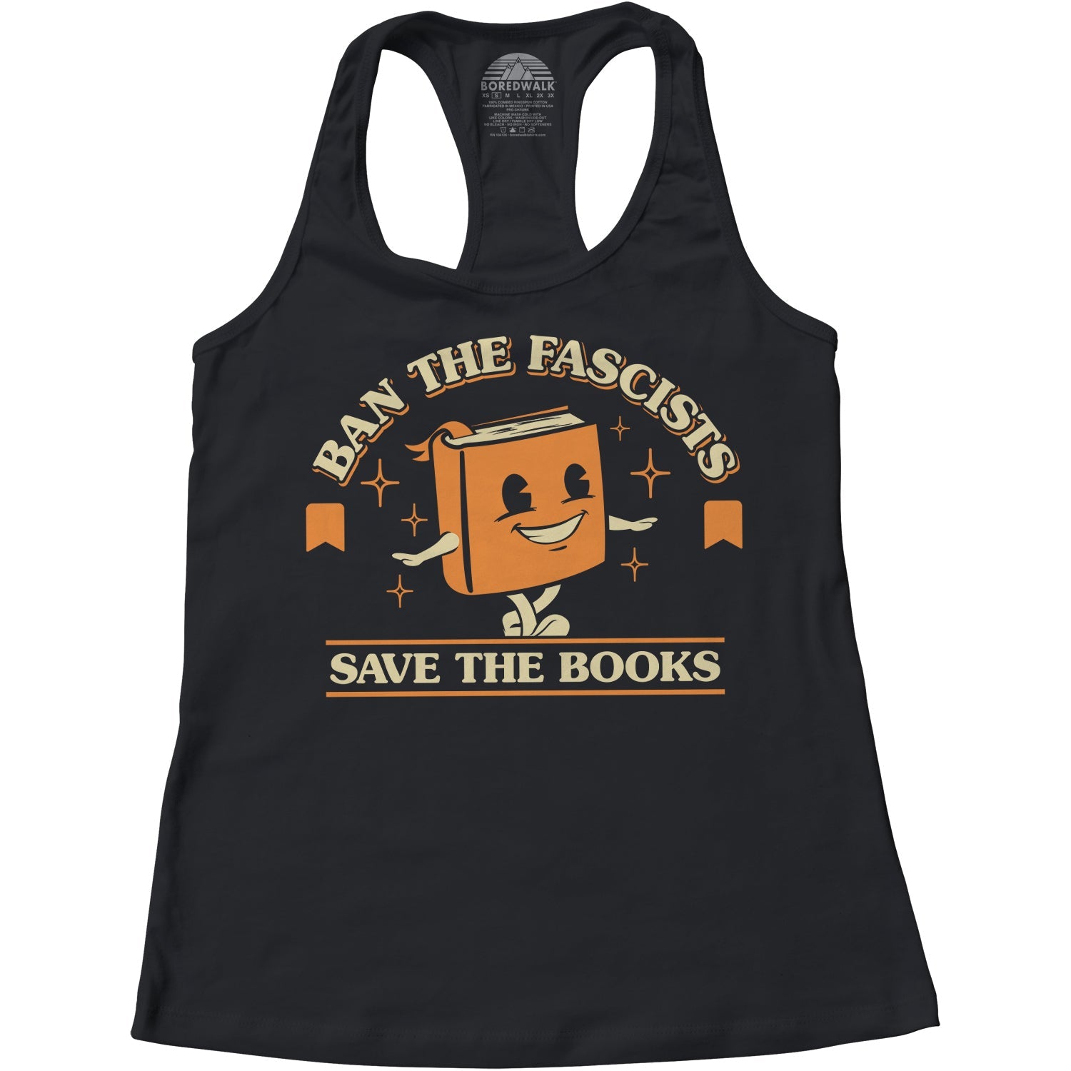 Women's Ban The Fascists Save The Books Racerback Tank Top