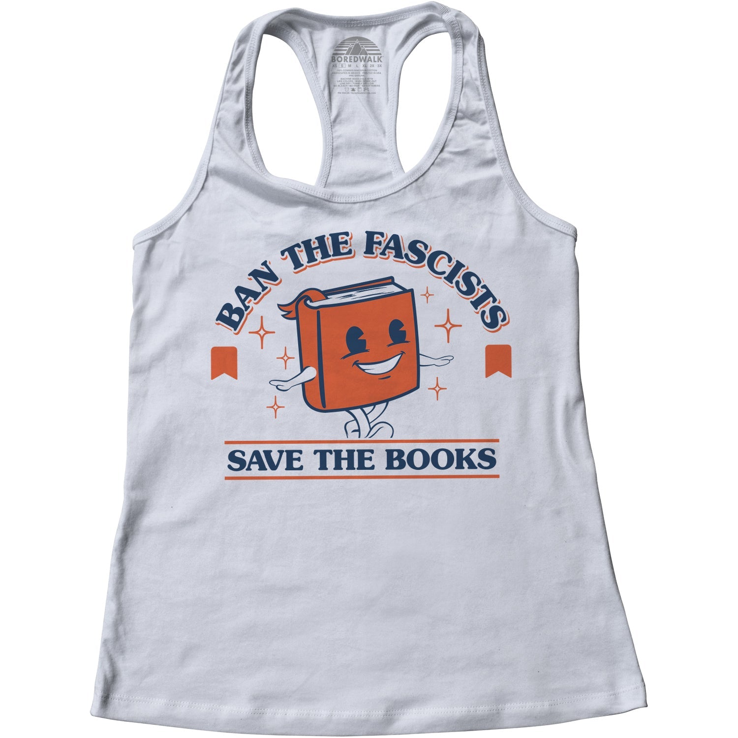 Women's Ban The Fascists Save The Books Racerback Tank Top