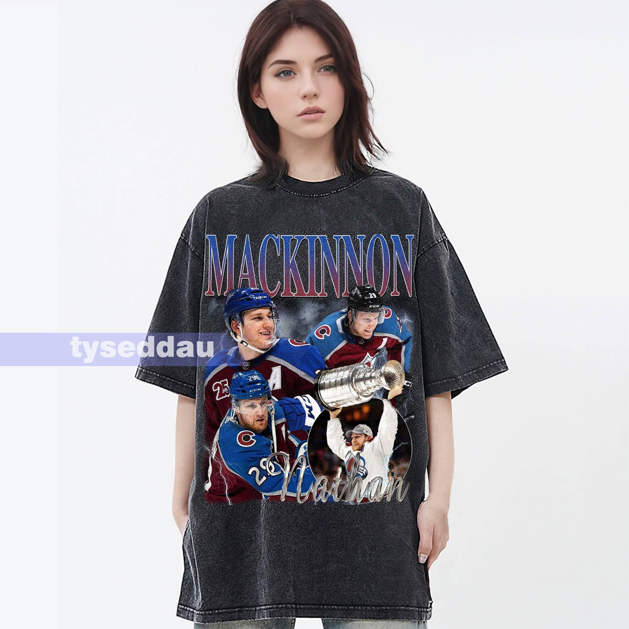 Nathan Mackinnon Vintage Ice Hockey Tee - Retro Fan Tribute
