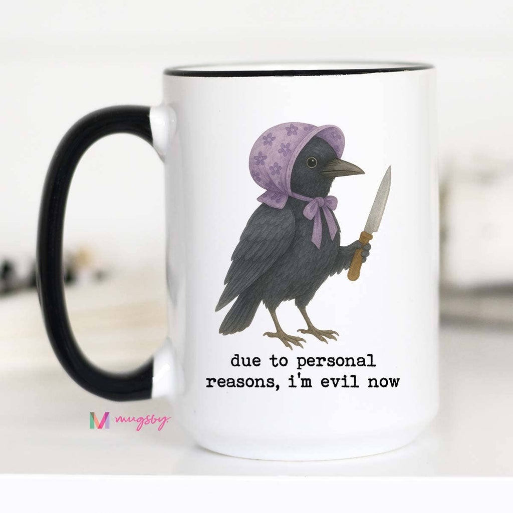 Funny Evil Crow Mug, Ceramic Coffee Mug For Gift Shops