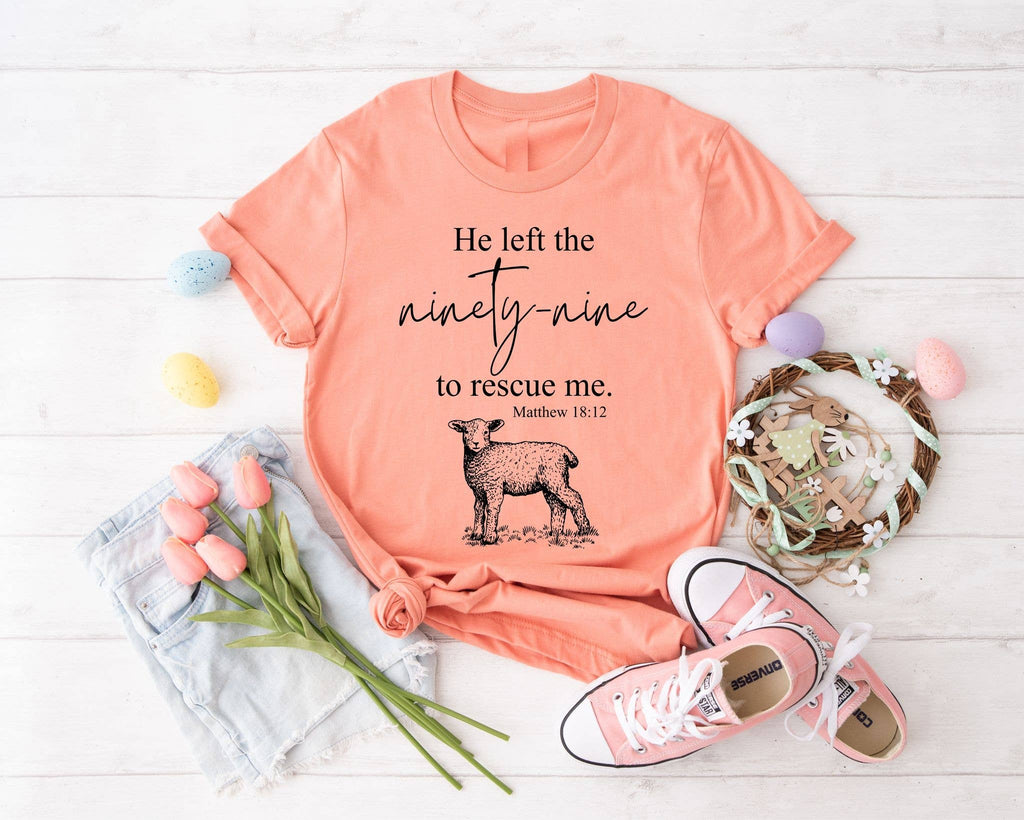 Christian He Left the 99 Coral Bella Women's Graphic Tee
