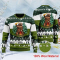 Bear Beer Campfire Green Wool Ugly Sweater Knitted Sweater Ugly Christmas Sweater
