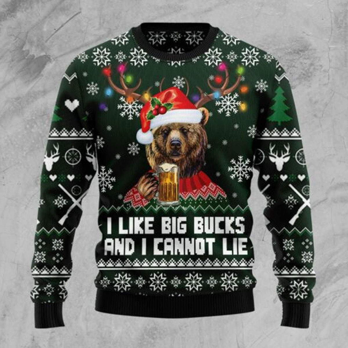 Bear Hunting and Beer Ugly Christmas Sweater