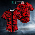 BEST Black Red Scary Skull Baseball Shirt