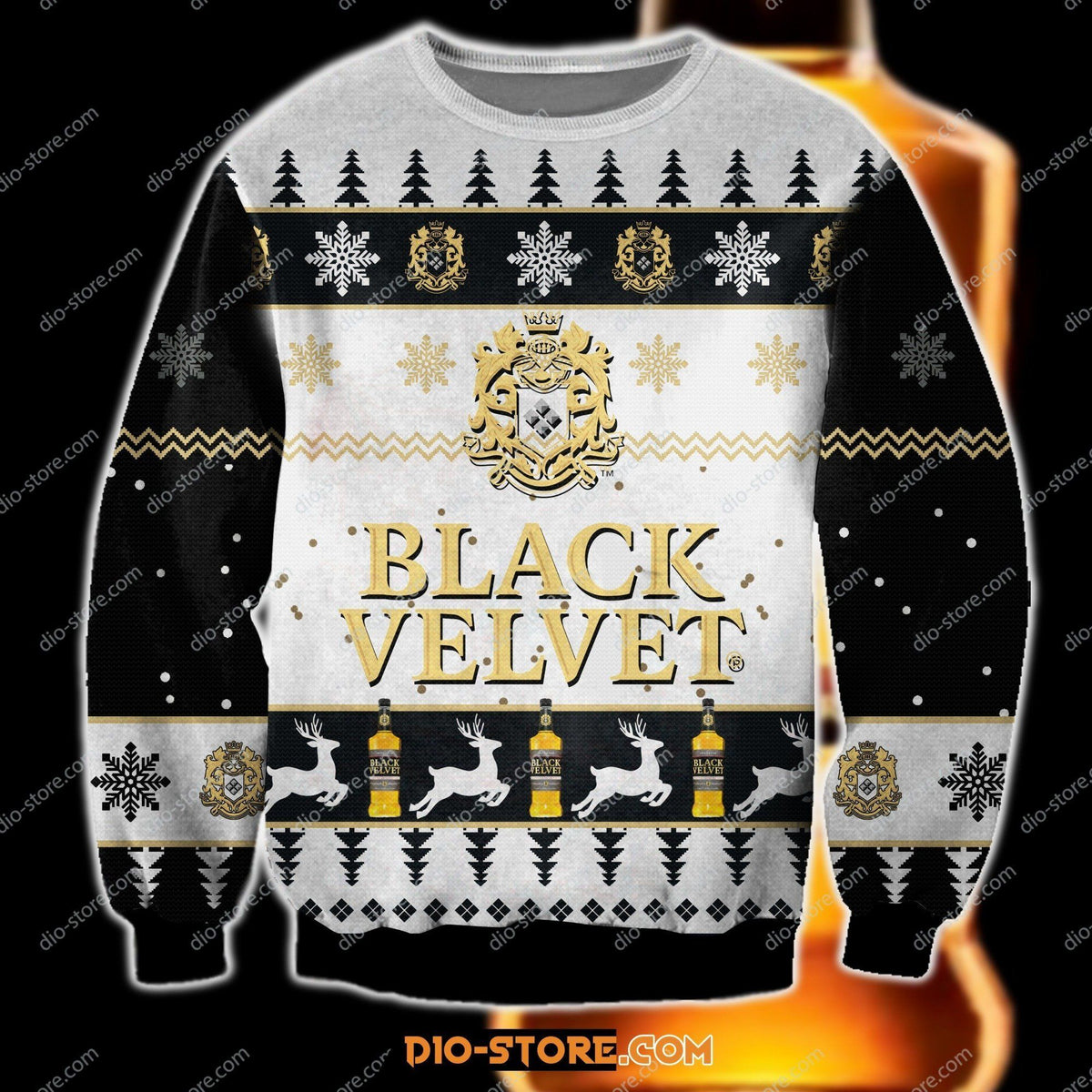 Black Velvet Knitting Pattern 3D Print Ugly Christmas Sweater