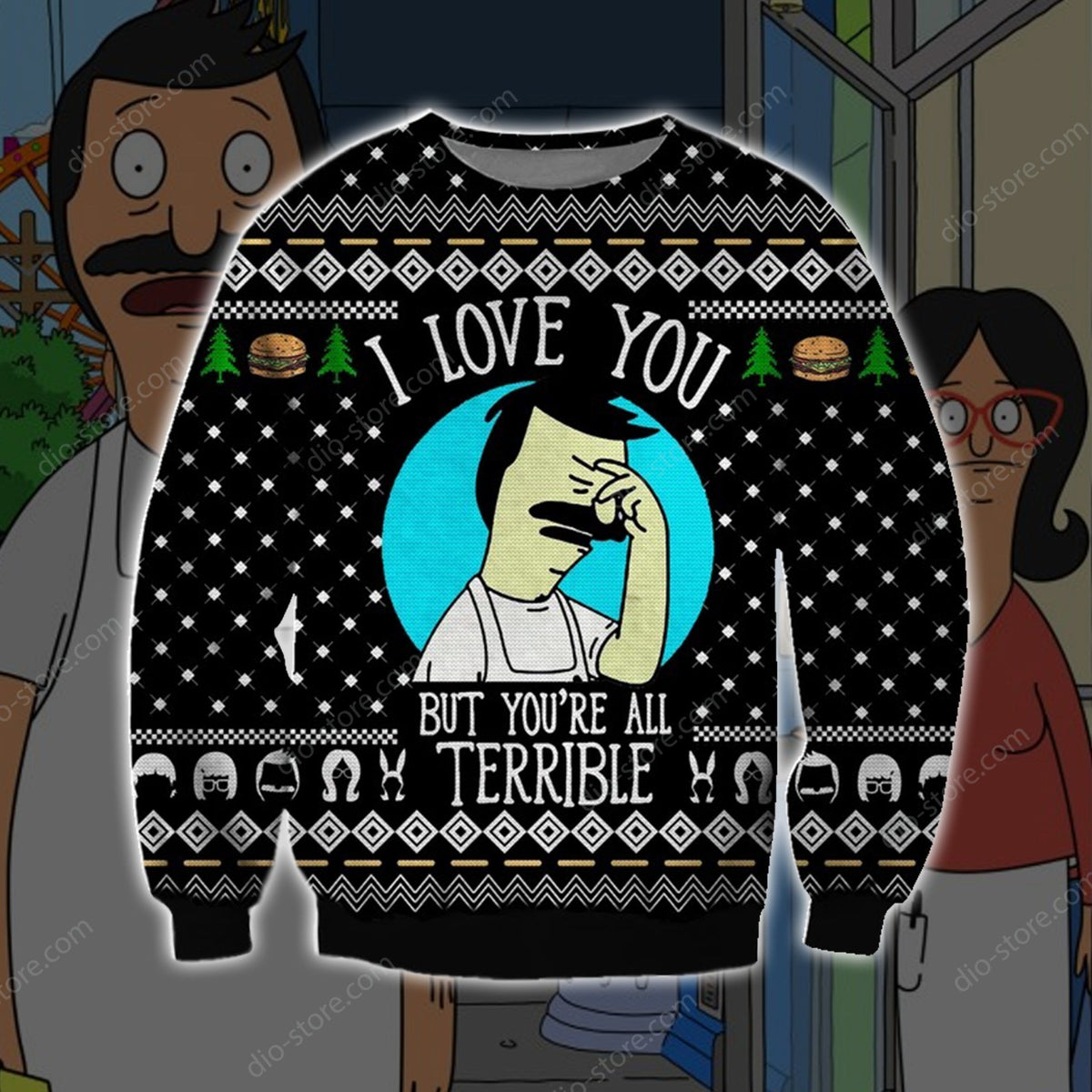 Bob’S Burgers Knitting Pattern 3D Print Ugly Christmas Sweater