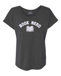 Women's Book Nerd Vintage Geeky Nerdy Literary Scoop Neck T-Shirt
